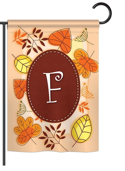 Autumn F Monogram Garden Flag