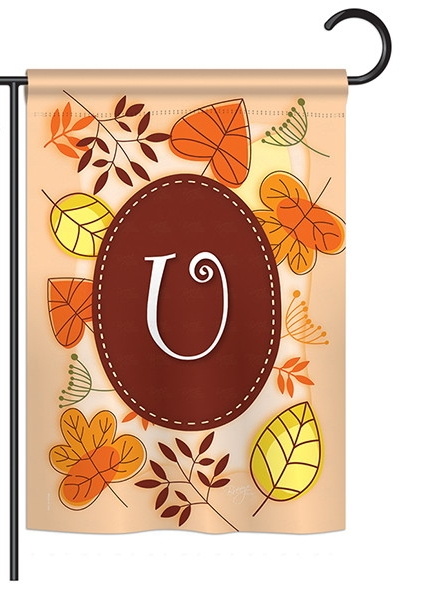 Autumn U Monogram Garden Flag