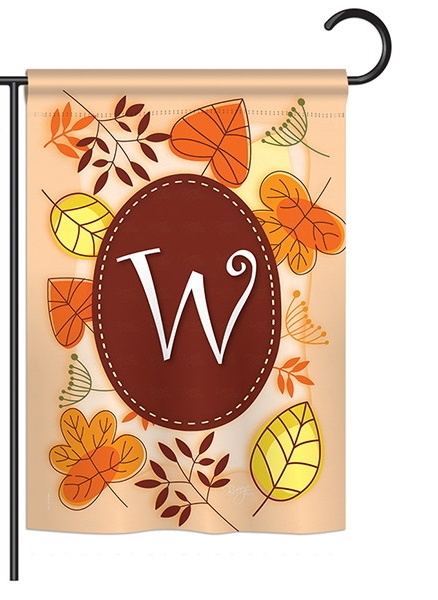 Autumn W Monogram Garden Flag