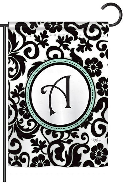 Damask A Monogram Garden Flag