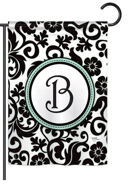 Damask B Monogram Garden Flag