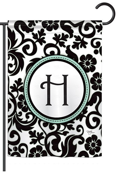 Damask H Monogram Garden Flag