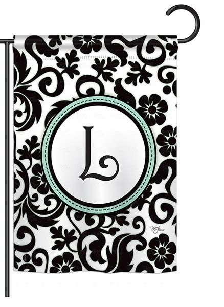 Damask L Monogram Garden Flag