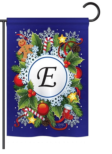 Winter E Monogram Garden Flag