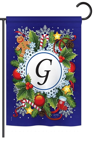 Winter G Monogram Garden Flag