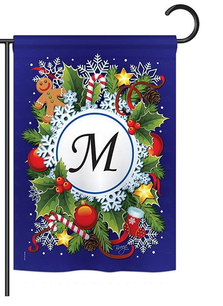 Winter M Monogram Garden Flag