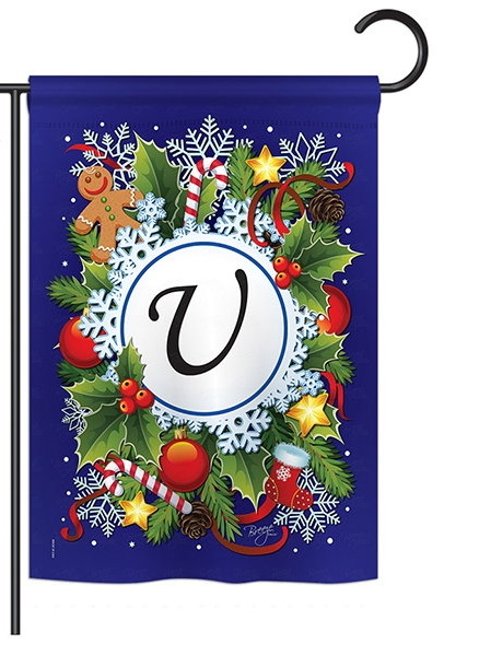 Winter U Monogram Garden Flag