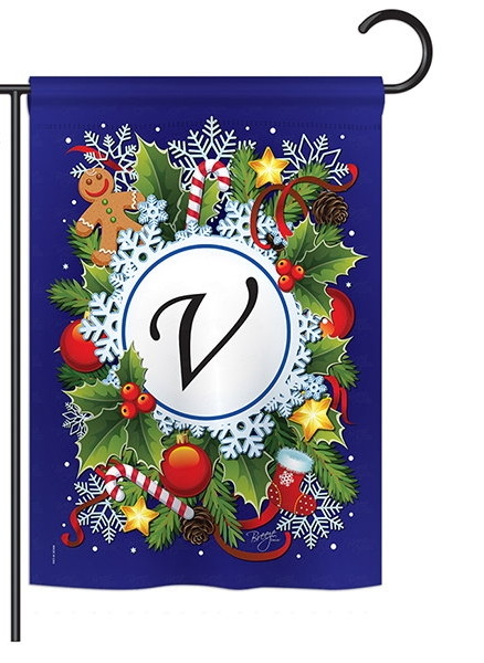 Winter V Monogram Garden Flag