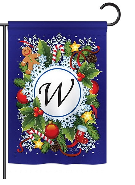 Winter W Monogram Garden Flag