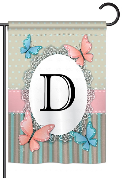 Butterflies D Monogram Garden Flag