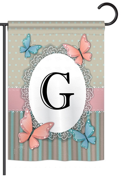 Butterflies G Monogram Garden Flag