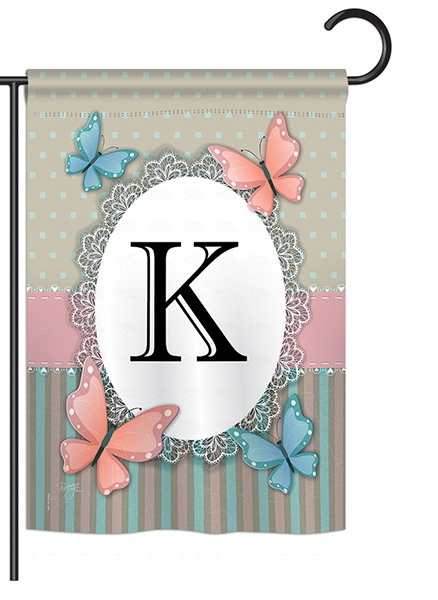 Butterflies K Monogram Garden Flag