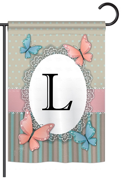 Butterflies L Monogram Garden Flag