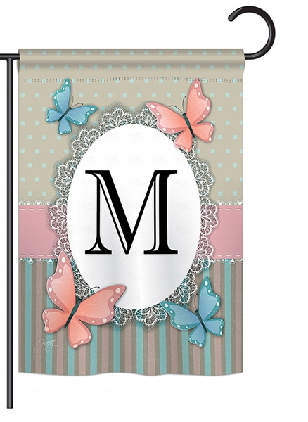 Butterflies M Monogram Garden Flag