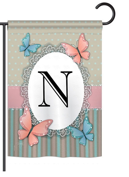 Butterflies N Monogram Garden Flag