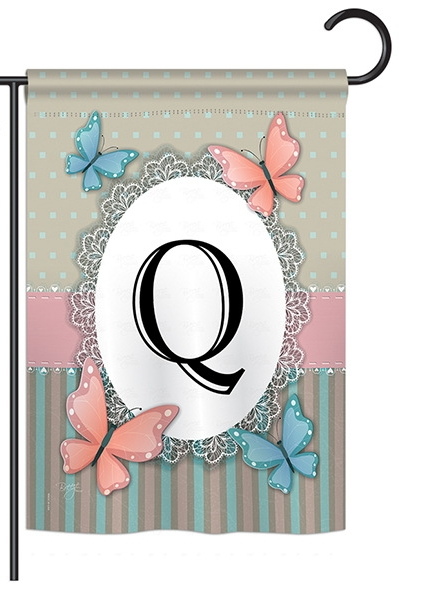 Butterflies Q Monogram Garden Flag