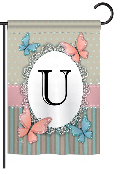 Butterflies U Monogram Garden Flag