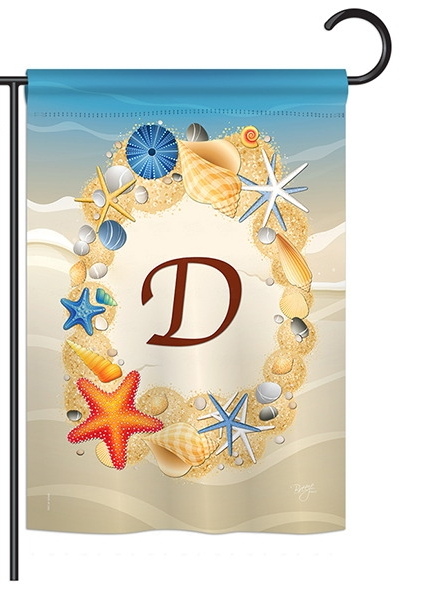 Summer D Monogram Garden Flag