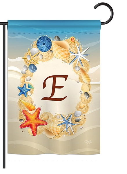 Summer E Monogram Garden Flag