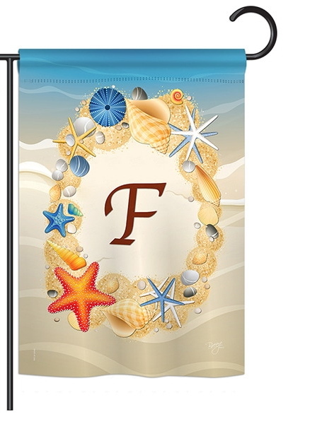 Summer F Monogram Garden Flag