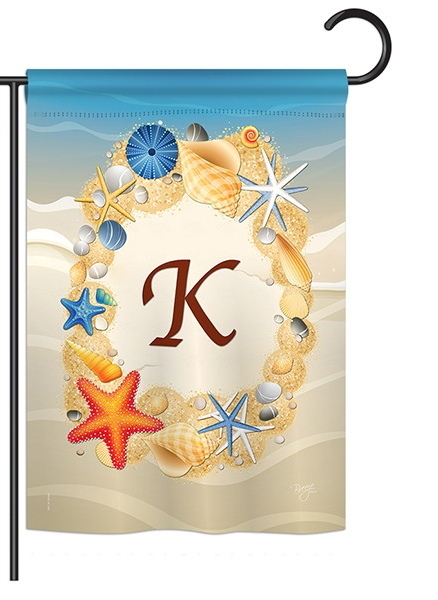 Summer K Monogram Garden Flag