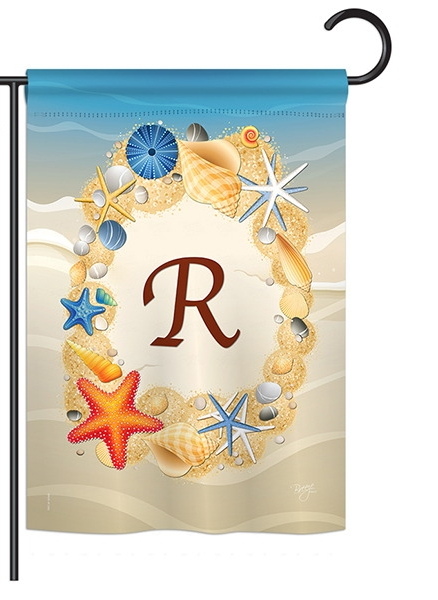 Summer R Monogram Garden Flag