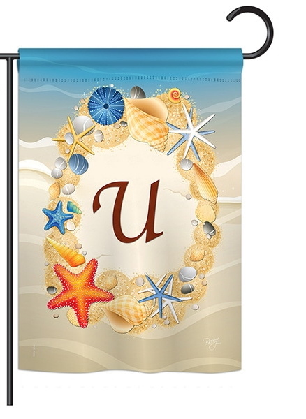 Summer U Monogram Garden Flag