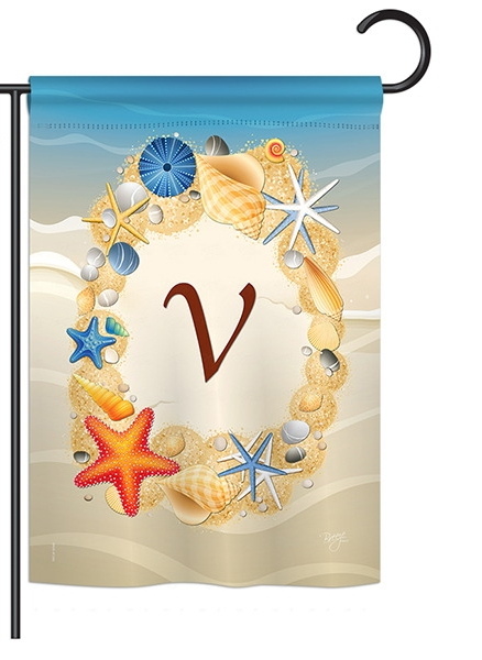 Summer V Monogram Garden Flag