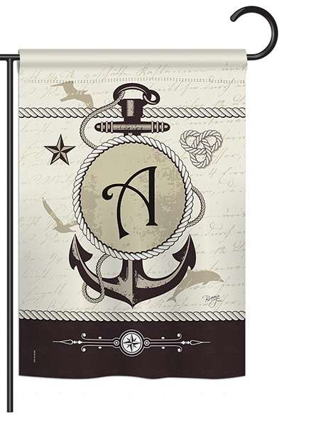 Nautical A Monogram Garden Flag