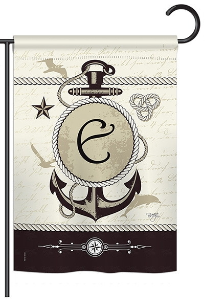 Nautical E Monogram Garden Flag