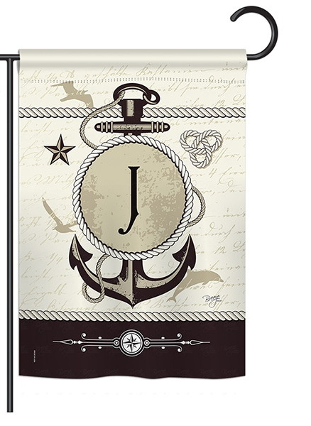 Nautical J Monogram Garden Flag