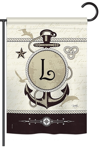 Nautical L Monogram Garden Flag