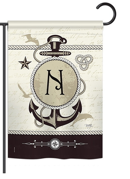 Nautical N Monogram Garden Flag