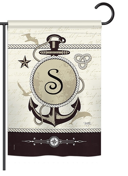 Nautical S Monogram Garden Flag