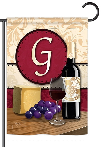 Wine G Monogram Garden Flag