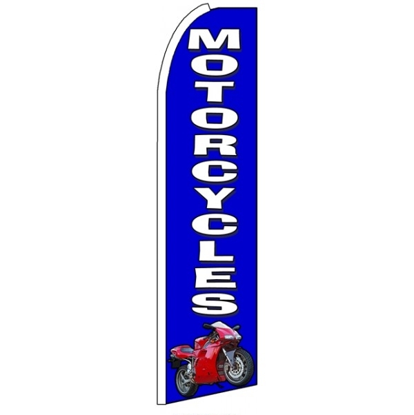 Motorcycles Blue Feather Flag 3\' x 11.5\'