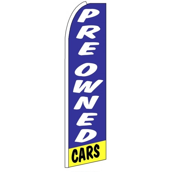 Pre Owned Cars Blue Feather Flag 3\' x 11.5\'