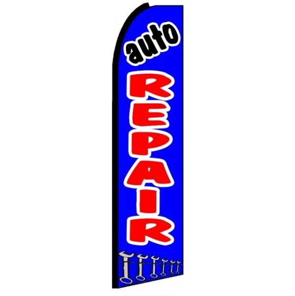 Auto Repair (Black Sleeve) Feather Flag 2.5' x 11'