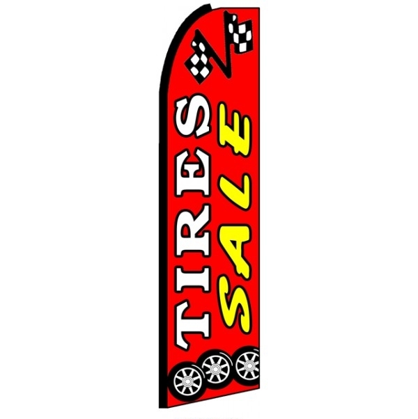 Tire Sale (Black Sleeve) Feather Flag 3\' x 11.5\'