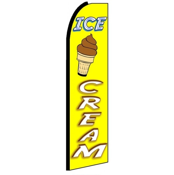 Ice Cream (Black Sleeve) Feather Flag 3' x 11.5'