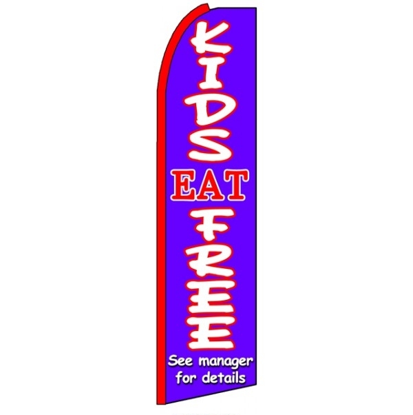 Kids Eat Free Feather Flag 3' x 11.5'