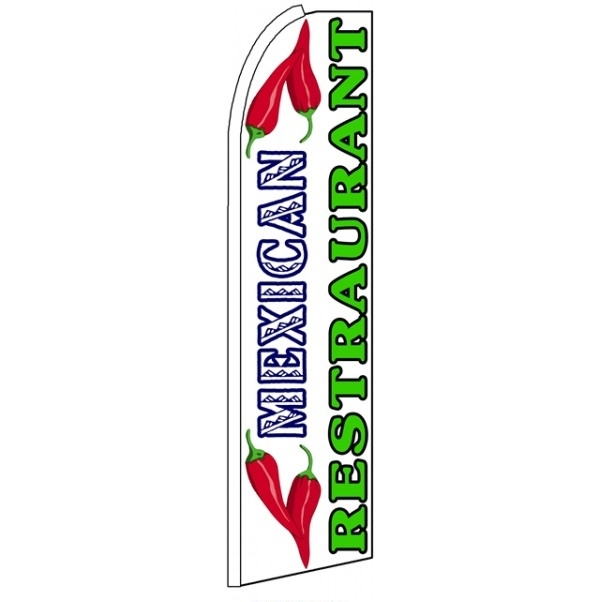 Mexican Restaurant White Feather Flag 3\' x 11.5\'