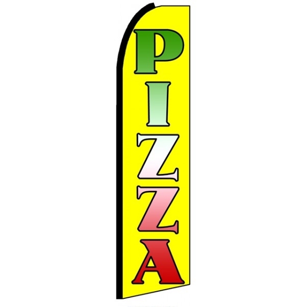 Pizza Yellow Feather Flag 3\' x 11.5\'