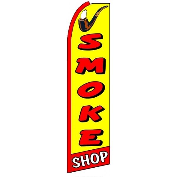 Smoke Shop (Red Sleeve) Feather Flag 3\' x 11.5\'
