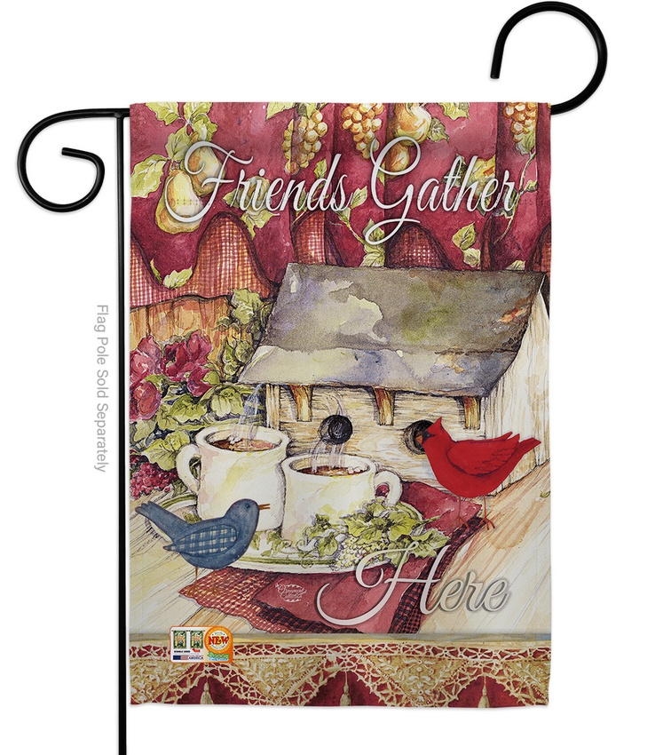 Friends Gather Here Decorative Garden Flag