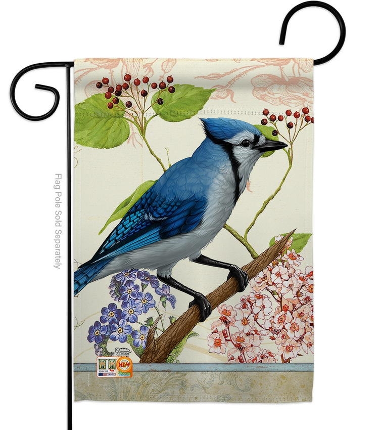 Blue Jay Floral Garden Flag