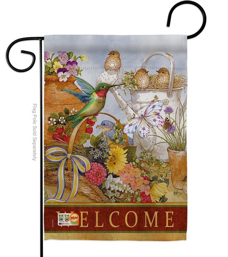 Welcome Spring Birds Decorative Garden Flag