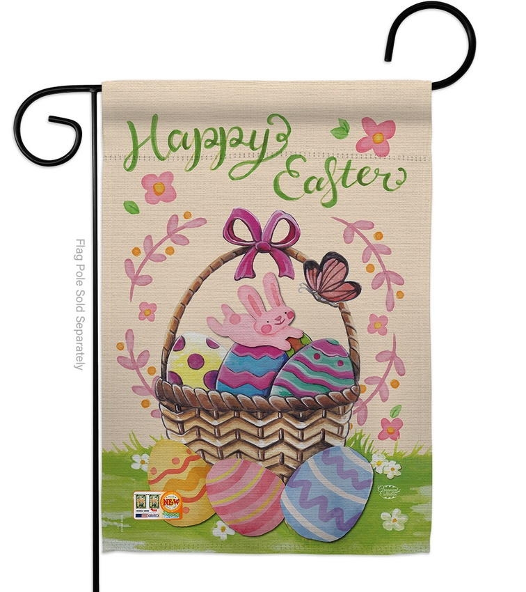 Happy Easter Colourful Basket Eggs Garden Flag
