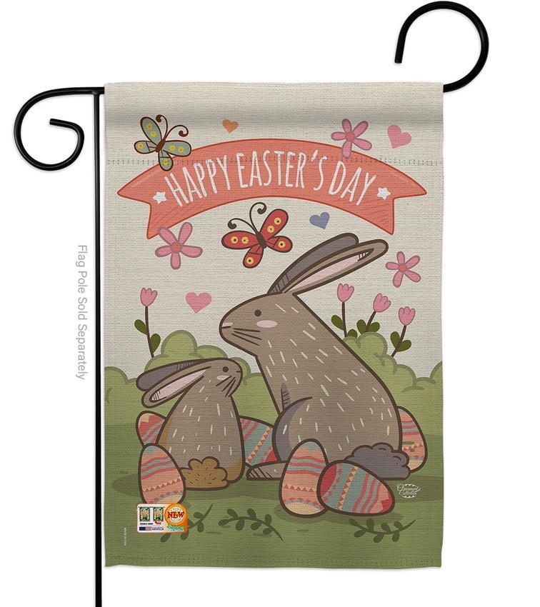 Happy Easter's Day Colourful Bunny Eggs Garden Flag