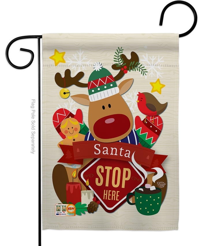 Santa Stop Here Decorative Garden Flag